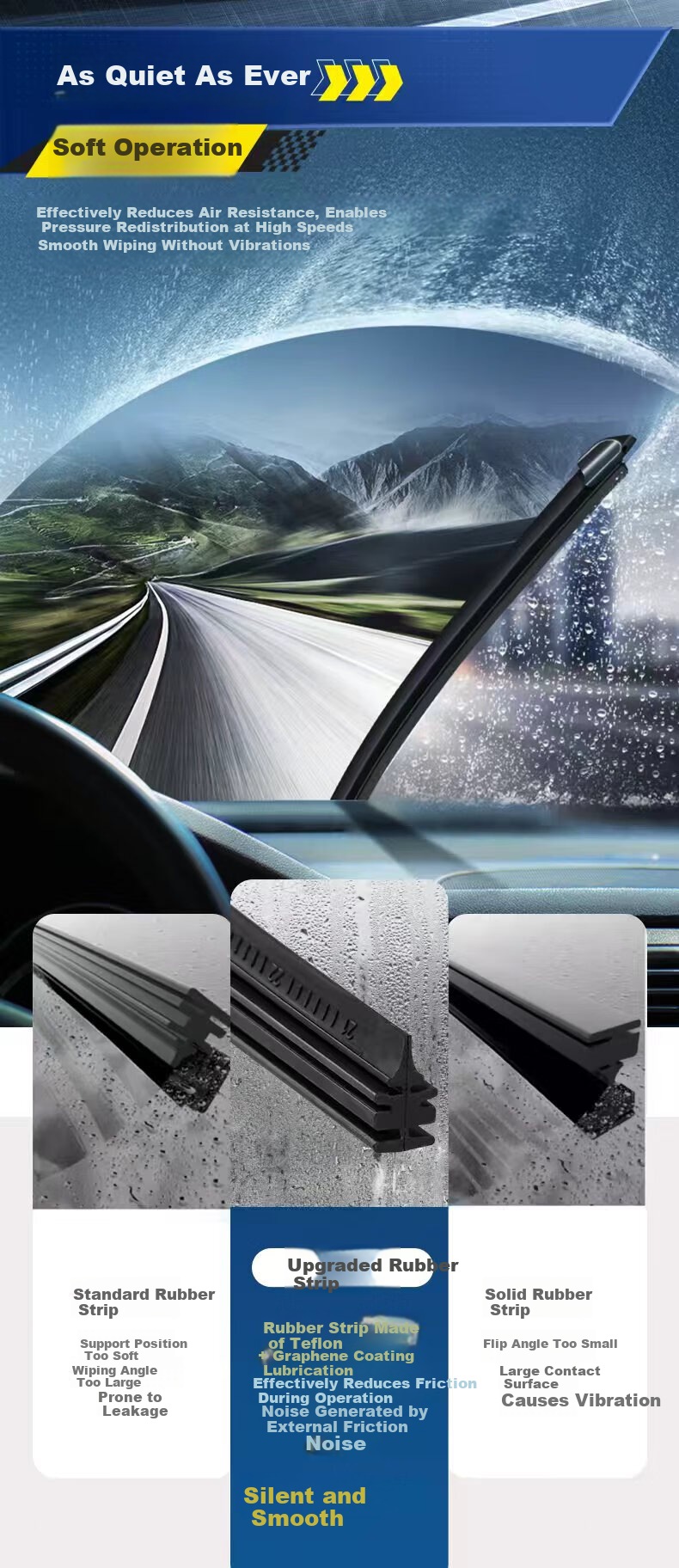 MICHELIN Silent New Frameless Wiper Blades CRV 12-22 Accord RAV4 Tucson Elantra Hyundai 26/16U 4