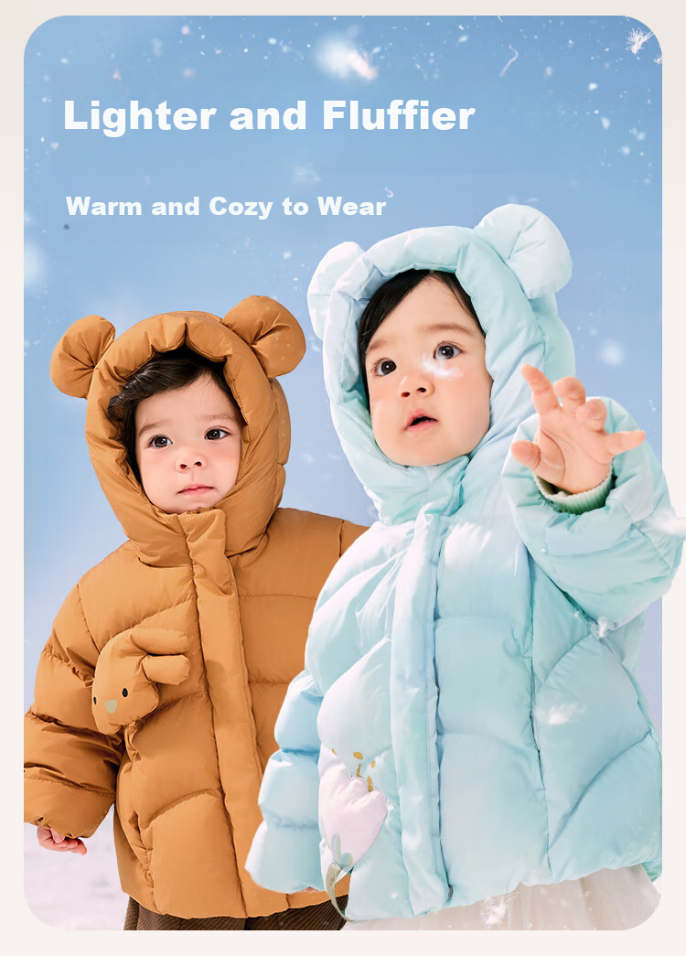 Minibala Winter Boys And Girls Cute Plush Toy down Jacket, Baby Thick Warm Coat, Dazzling Blue 00388, Size 90 2