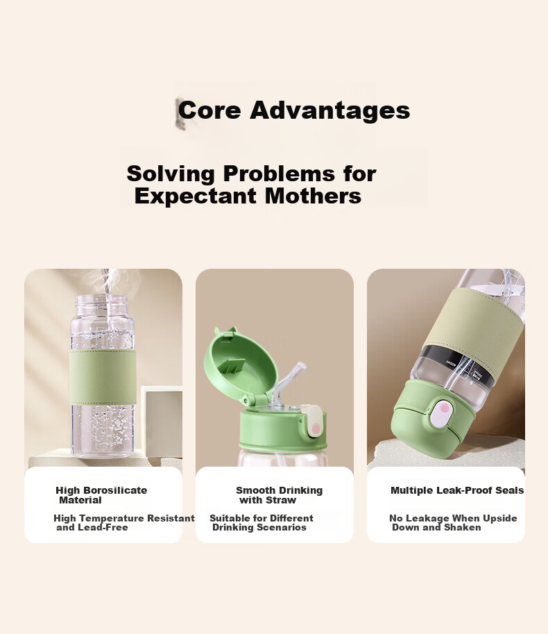 Sidomi Straw Cup Maternity and Pregnancy Glass Water Cup with Measurement for Elderly Bedridden Patients Adult Drinking Cup 4