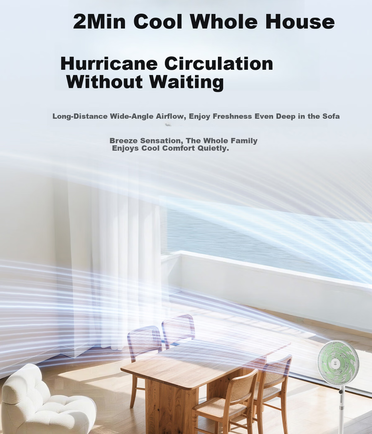 DIAMOND Home Energy-Saving Pedestal Fan [Level 1 Energy Efficiency + DC Inverter + Pure Copper Brushless Motor] Large Airflow Quiet Standing Fan for Living Room XR 4