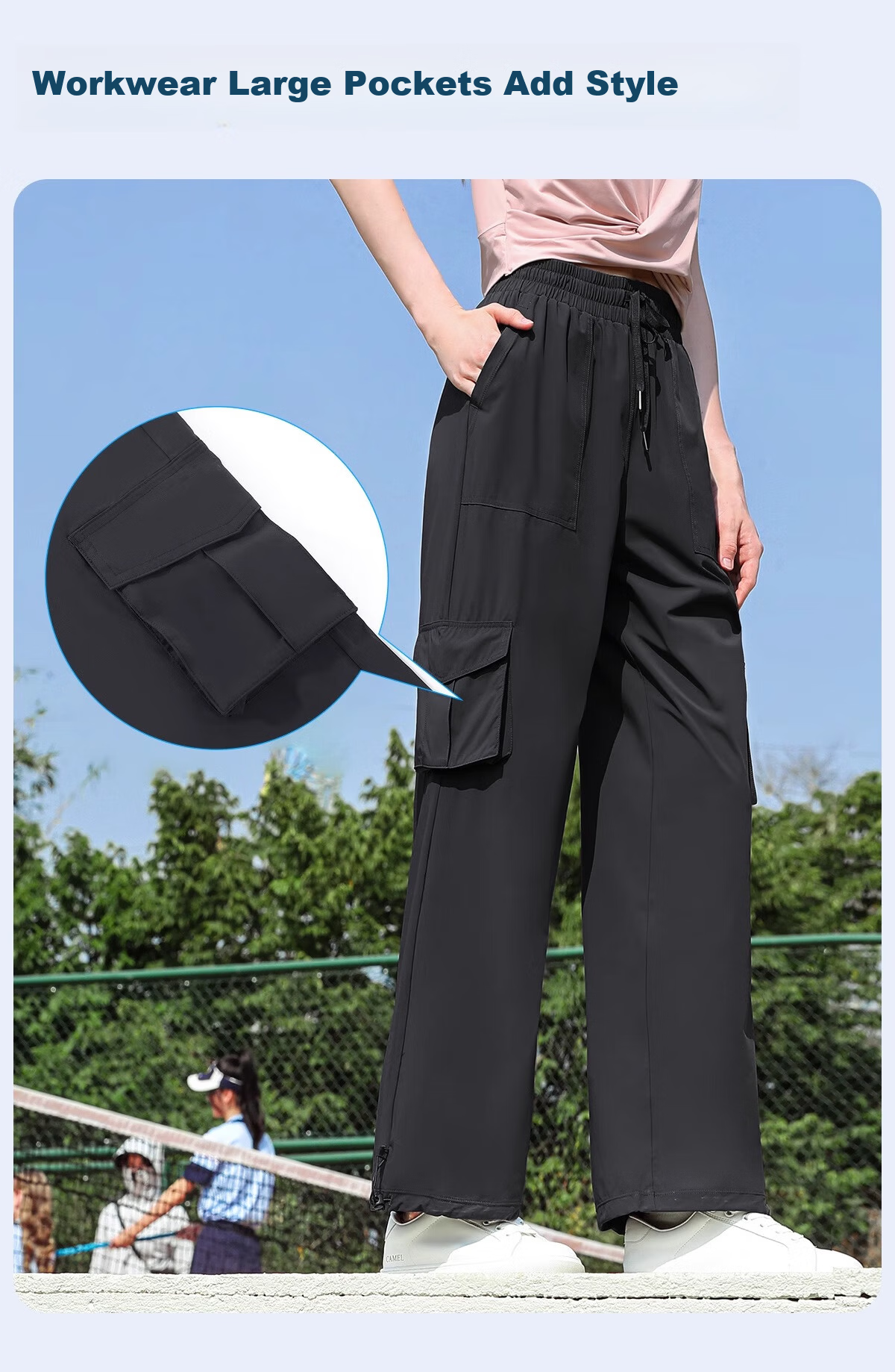 CAMEL Women's Paratrooper Cargo Pants High-Waist 2025 Spring/summer New Loose Straight-Leg Pants Breathable Sun Protection Casual Pants L 10