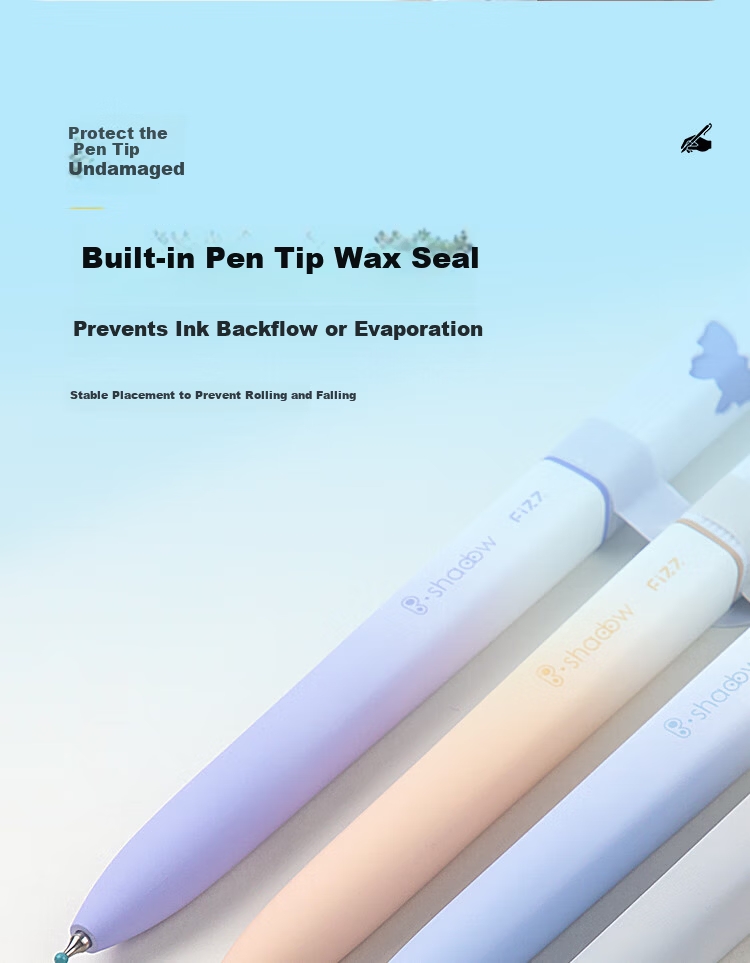 Fizz Quick-Dry Click Gel Pen 0.5mm Low Center of Gravity Dual Ballpoint CS Black Tip Office Signature Pen Student Exam Pen 2-Pack Purple Gold 14