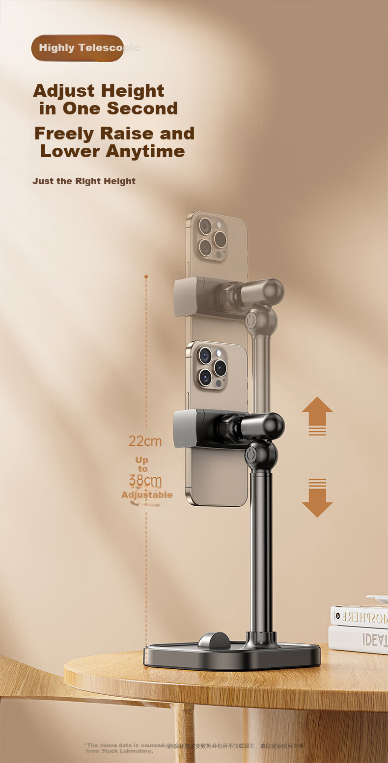 KOVOL White Adjustable Telescopic Mobile Phone Stand Desktop Live Streaming Shooting Support Bracket for Online Classes Apple iPad Air 17 Lazy Video Watching Tool 5