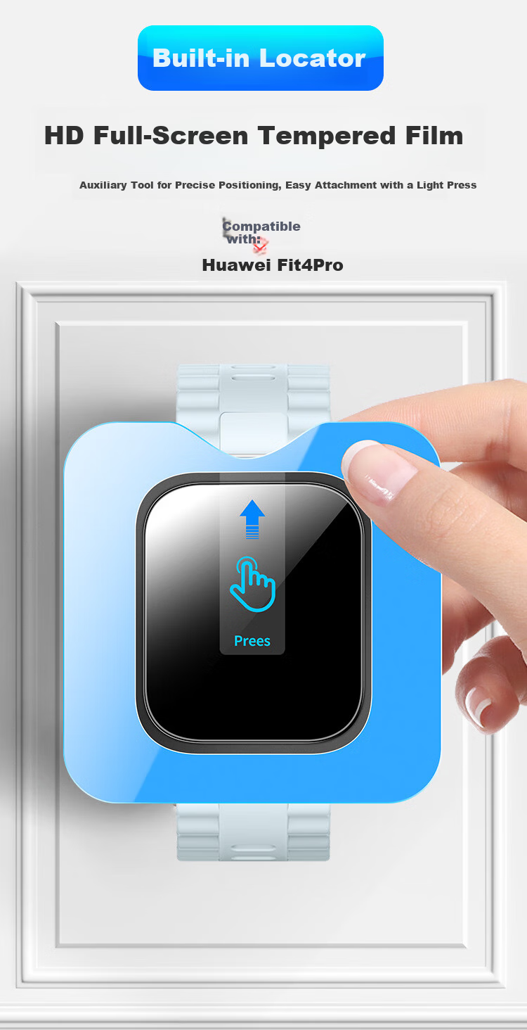 Freeson Huawei WATCH FIT 4Pro HD Tempered Glass Screen Protector Smart Sports Watch Film Anti-Scratch Anti-Fingerprint Protective Film [Quick-Apply Positioner - 2 Pieces] 1