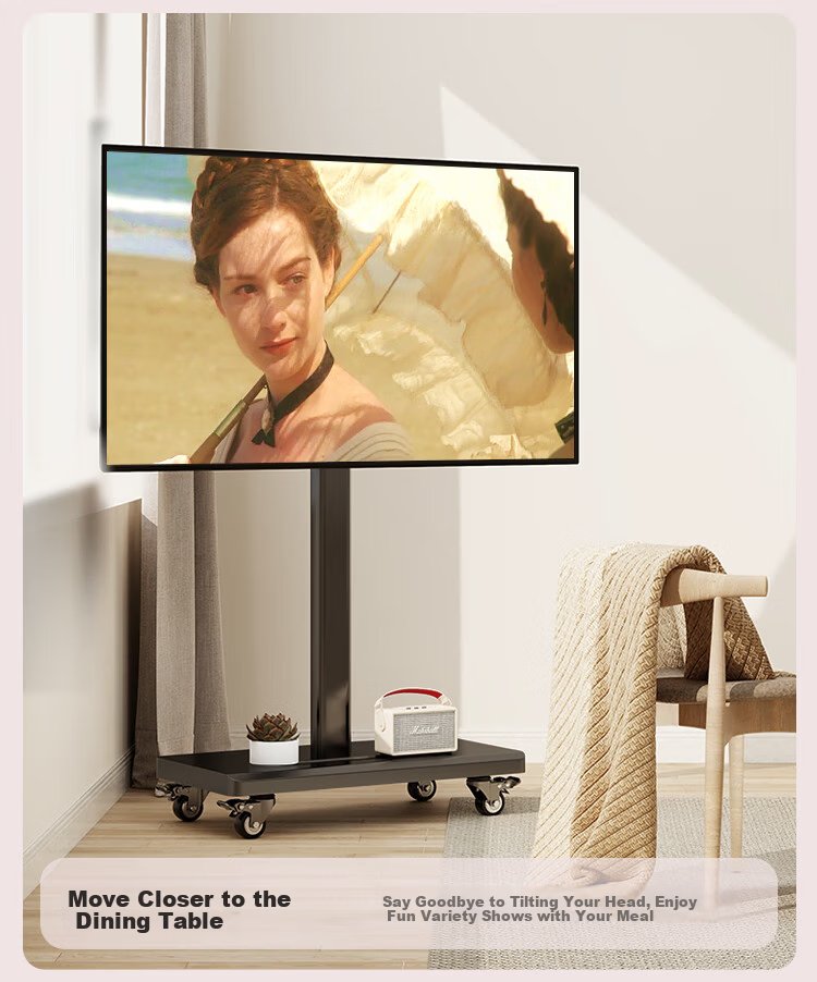 TAZD TV Stand, Movable 40-80 Inch, Horizontal And Vertical Screen, Adjustable Height, Rotatable 90°, Floor-Standing Cart for TVs, Flat-Screen TV Mount, Monitor Stand, Brand-Movable Rack 11