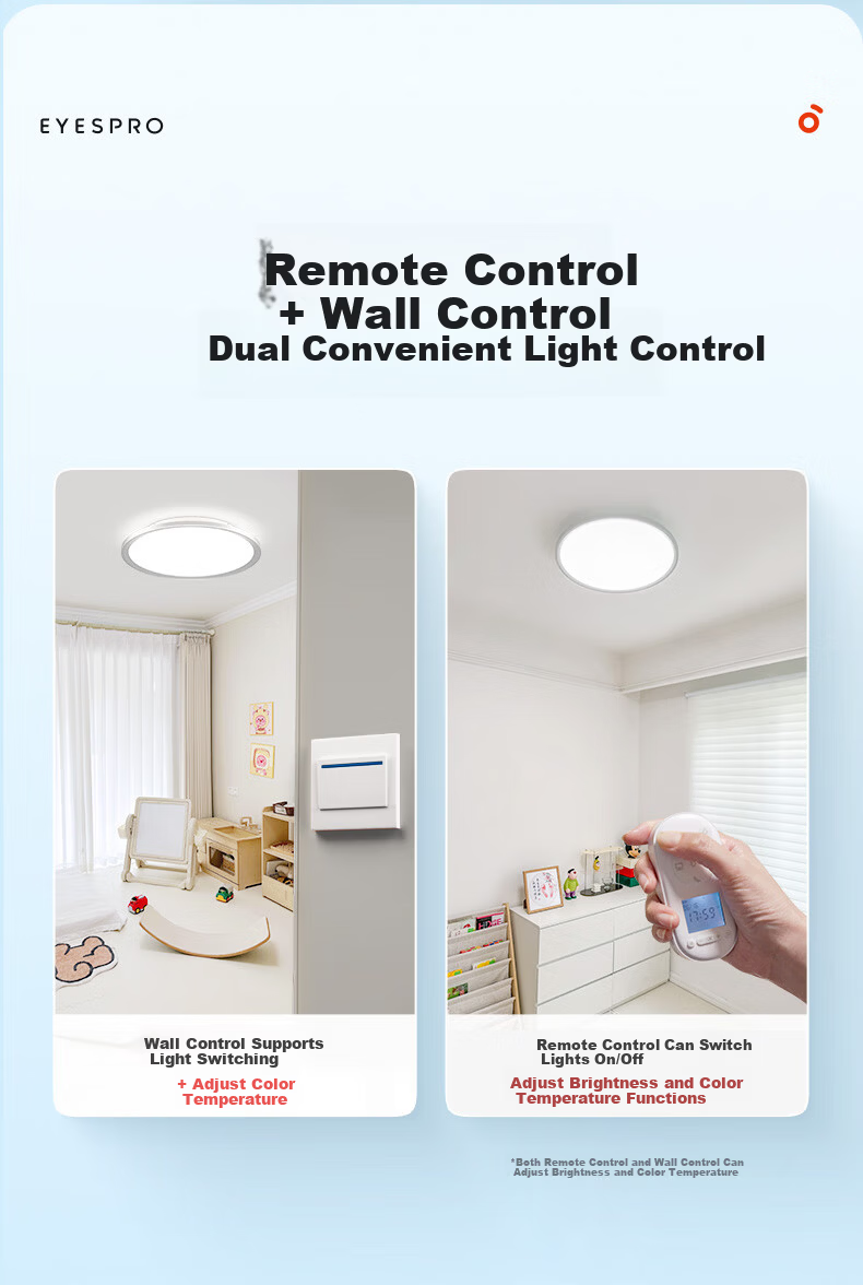 Haishibao Full Spectrum Eye Protection Ceiling Light 60W High Brightness for Children's Room Study Simple Fixture 15㎡ with Installation Included 19