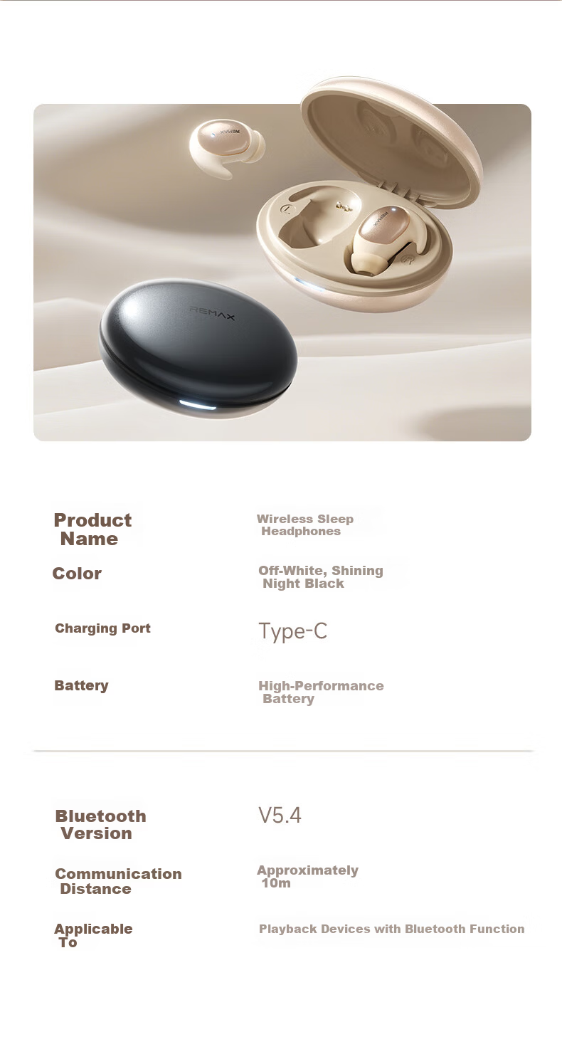REMAX Sleep Bluetooth Earphones Ultra-thin Noise-isolating Earbuds Long Battery Life Compatible with Huawei Xiaomi Hidden ASMR Noise Reduction for Side Sleeping 16
