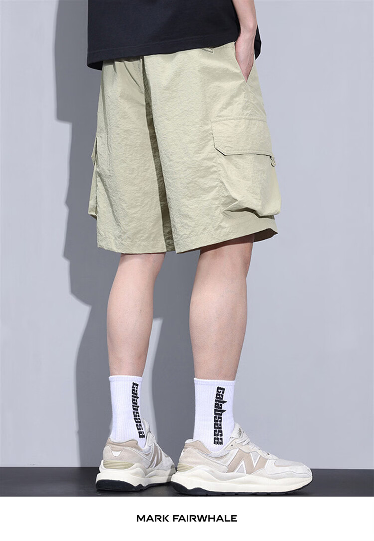 MARK FAIRWHALE Men's Summer American Style Cargo Cooling Lightweight Casual Loose Fit Five-Point Shorts, Military Green, M 9