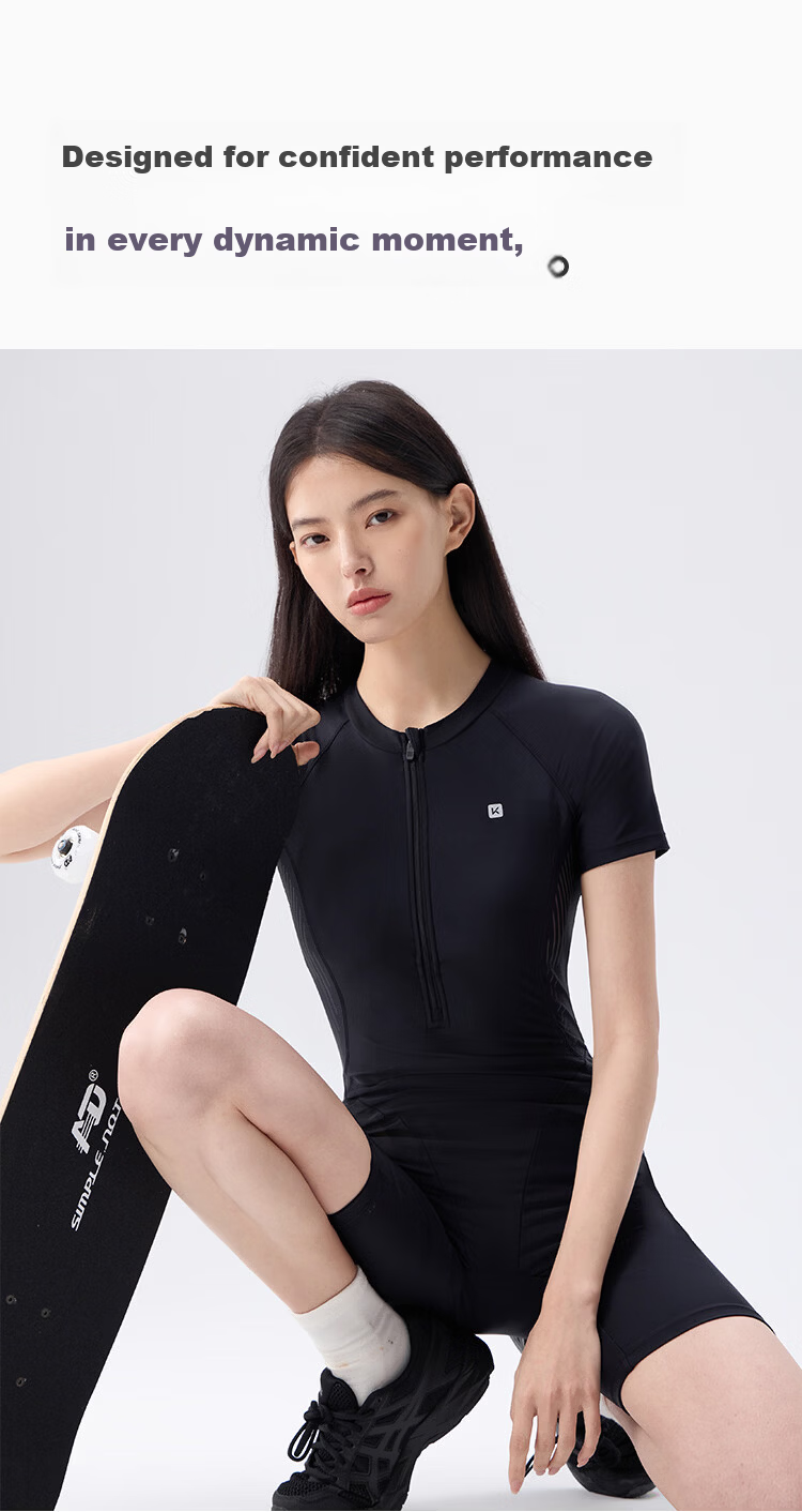 Keep Women's One-Piece Knee-Length Professional Swimsuit Slim Chlorine-Resistant Conservative Spa Swimsuit 933 Black L 3