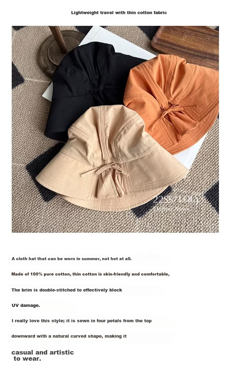 Lagur Casual Lightweight Breathable Cotton Japanese Style Fisherman Hat Women Summer Sun Protection Sunshade Cap Spring Pink Orange 3