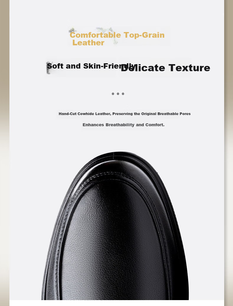 LAORENTOU Men's New First Layer Cowhide Breathable Non-slip Slip-on Middle-aged Business Casual Leather Shoes LA215 Black Size 40 5
