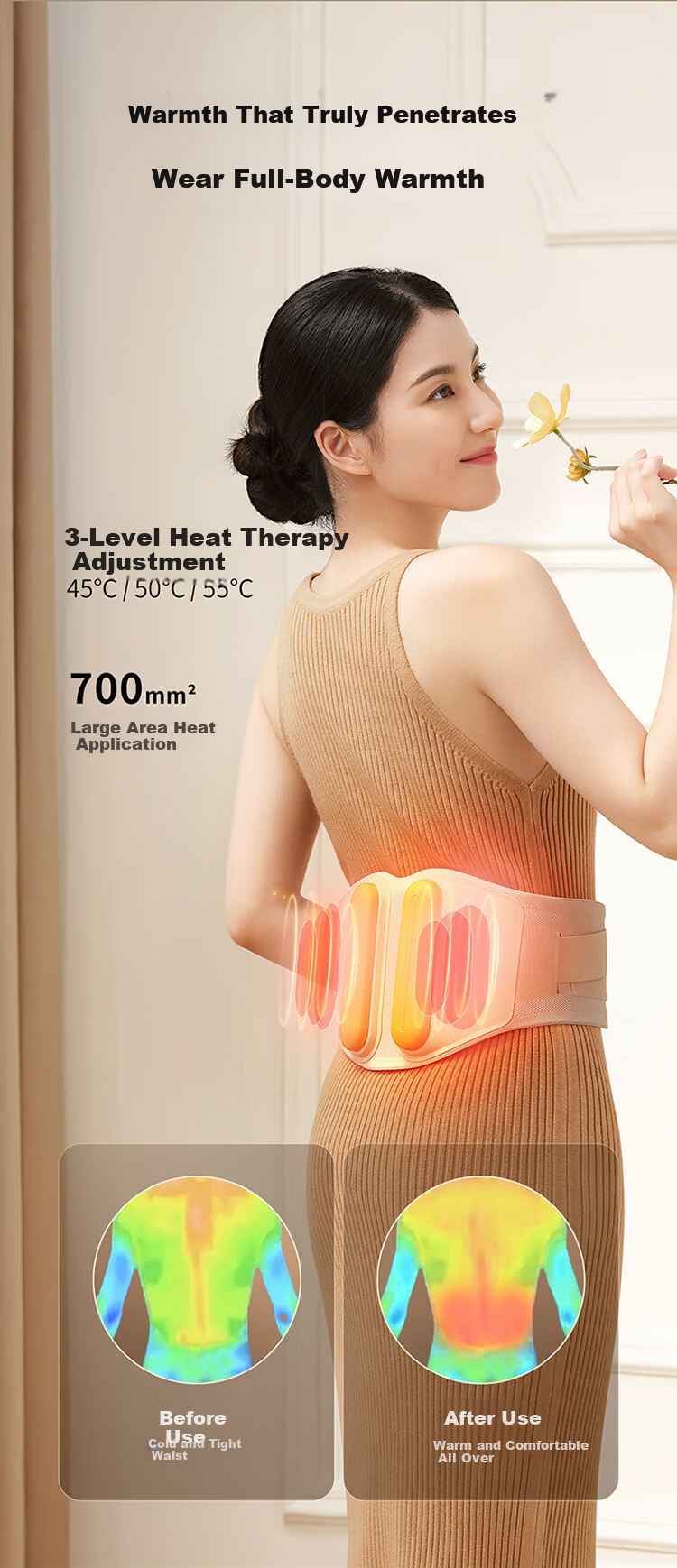 Breo Y3 Waist Massager Warm Palace Belt Menstrual Care Waist Protector Heat Therapy Relieves Back Pain Gift for Men, Women, Parents - Recommended by Sun Yingsha 10