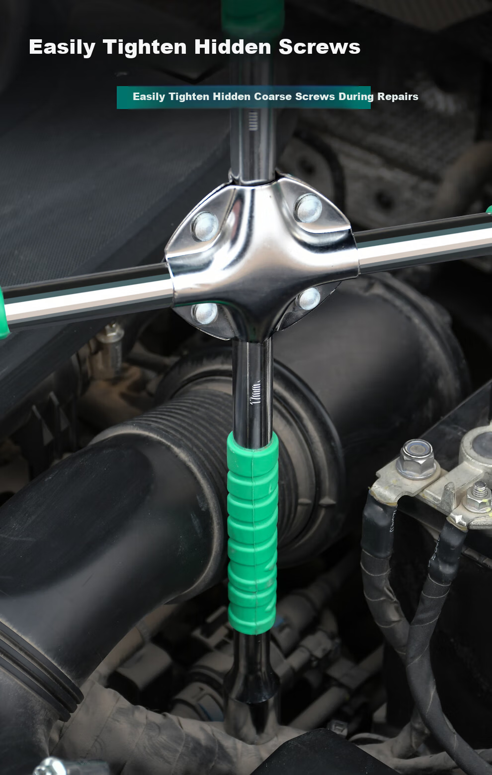 QL Cross Wrench Portable Car Tire Wrench Labor-Saving Tire Removal Tool 20-Inch Green Rubber Handle 13