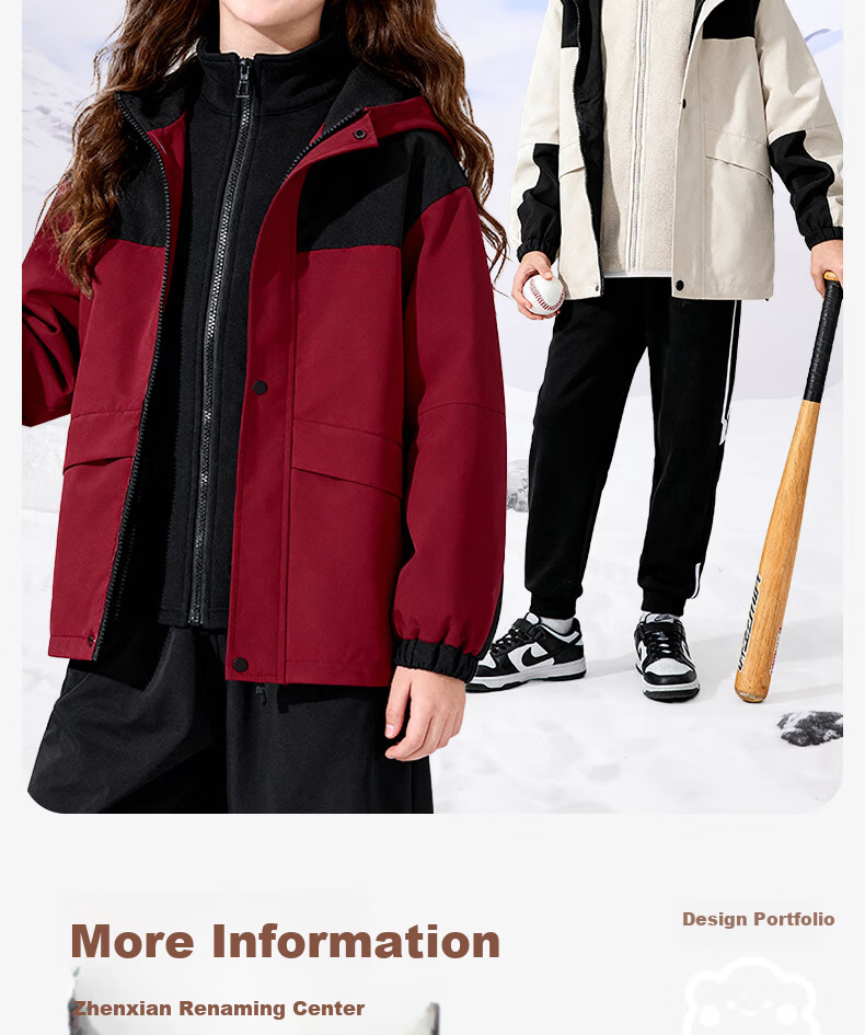 Baleno Children's Outdoor Jacket, Autumn And Winter 2026, Youth Outdoor Windproof And Waterproof Jacket, Three-In Fleece-Lined for Boys And Girls 10
