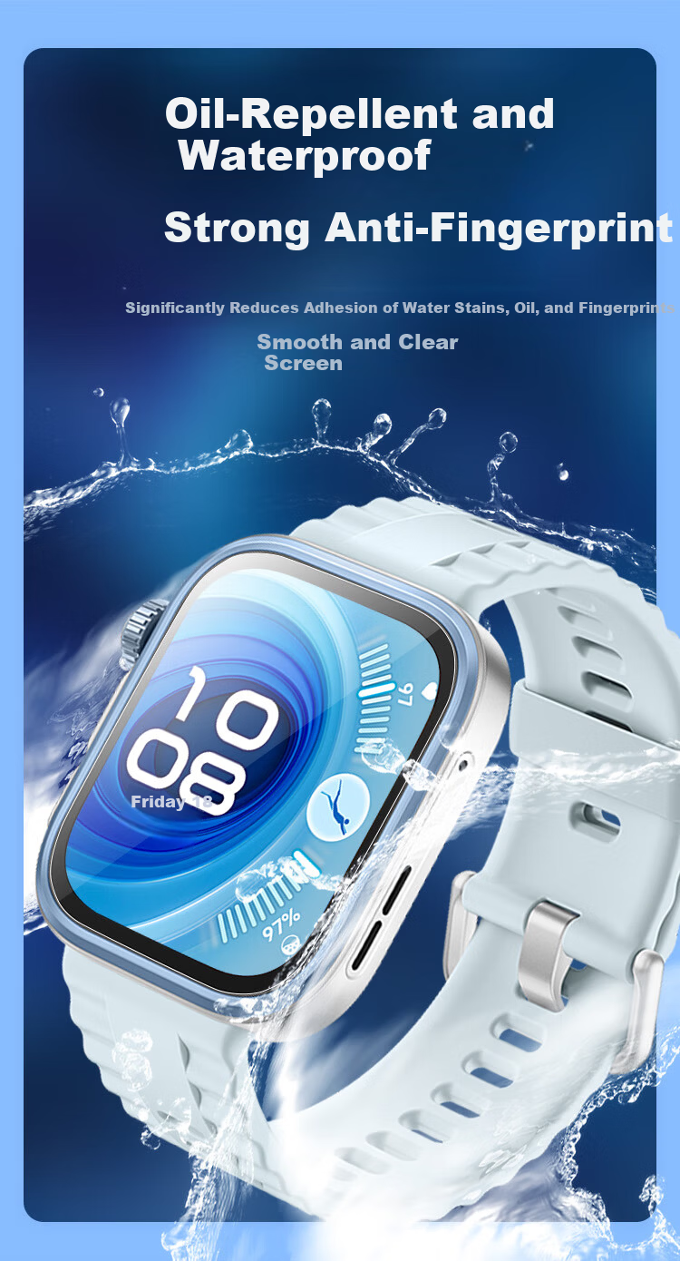 Freeson Huawei WATCH FIT 4Pro HD Tempered Glass Screen Protector Smart Sports Watch Film Anti-Scratch Anti-Fingerprint Protective Film [Quick-Apply Positioner - 2 Pieces] 3