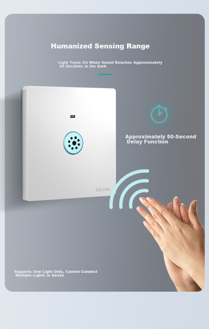 Xiya Human Body Sensor Switch, 86-Type Delayed Smart Switch, Staircase Hallway Infrared Human Body Sensor Switch, White 6