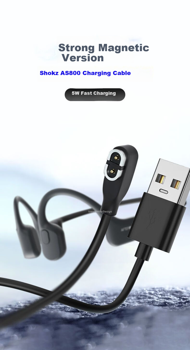 Trendsetter Magnetic Charging Cable for Shokz AS800/OpenRun Pro/S810/S803/ASC100/102 Bone Conduction Earphones Charger Power Cable 1