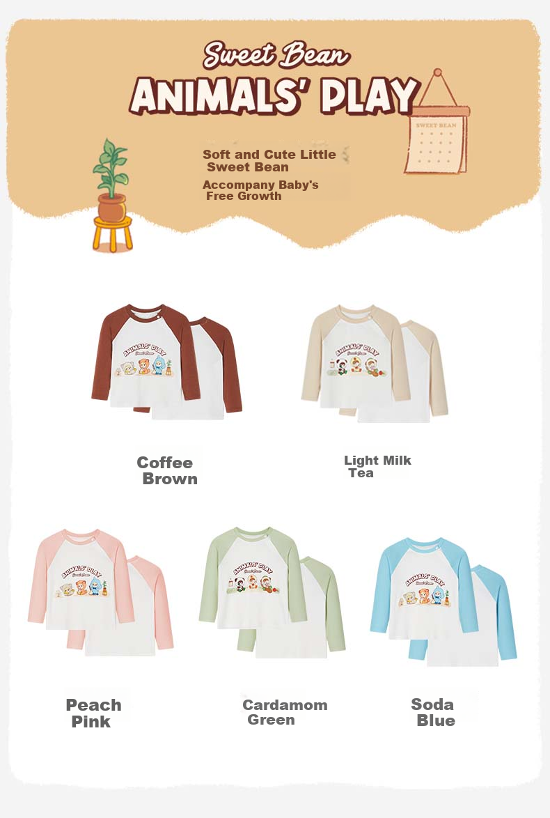 Ibaby Antibacterial Breathable Kids Long Sleeve T-Shirt Pop Mart Collaboration Base Shirt Light Milk Tea Size 120 13