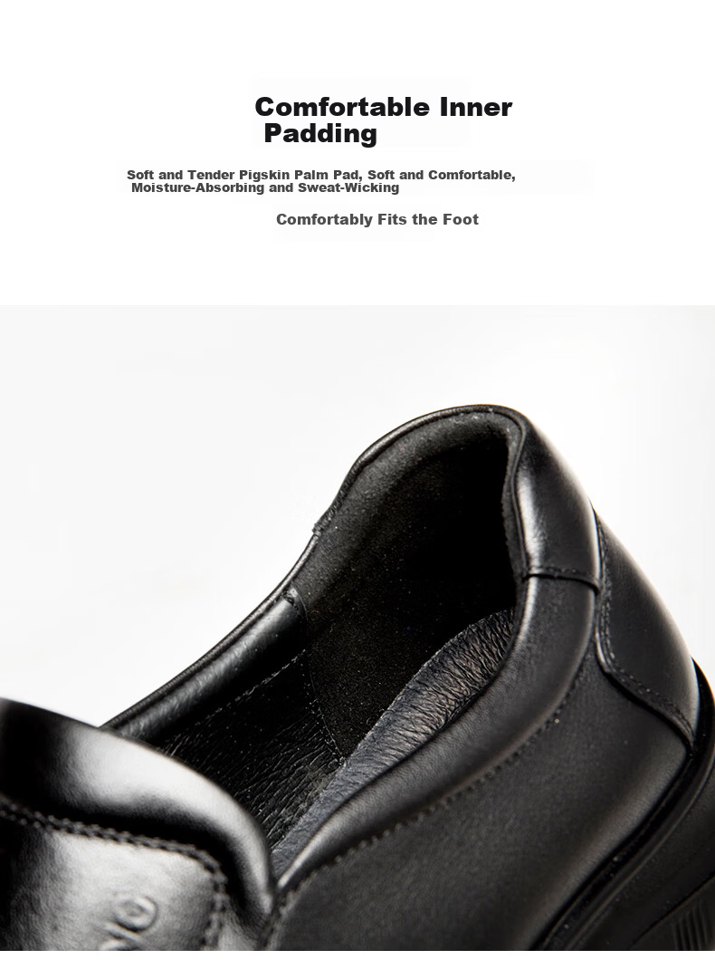 Aokang Men's Business Casual Slip-On Leather Soft Sole Comfortable Loafers Black Size 39 5