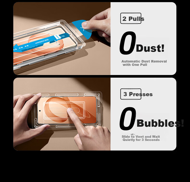 UGREEN [Instant Screen Protector] Tempered Glass Film for Redmi K90 Pro Max, Full Coverage Anti-Shatter Anti-Fingerprint Ultra-Sonic Quick Unlock for Redmi K90 Pro Max Smartphone 8