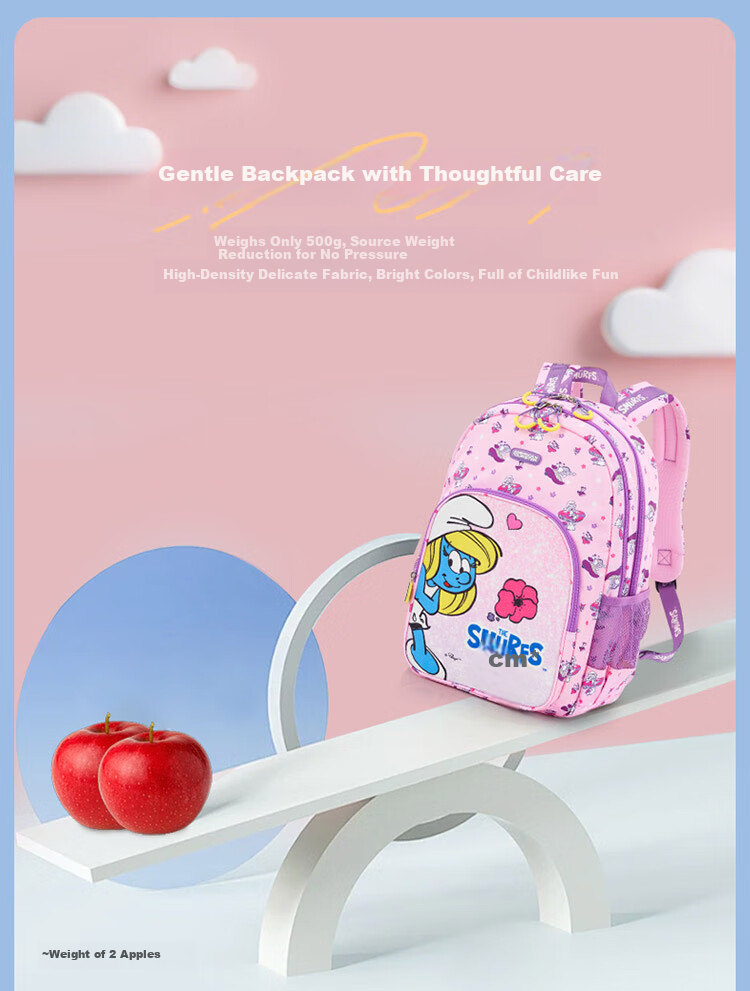AMERICAN TOURISTER Boys' Safe Backpack Set for Grades 1-4, Children's Antibacterial Lightweight Blue Smurfs UF5 Backpack 5