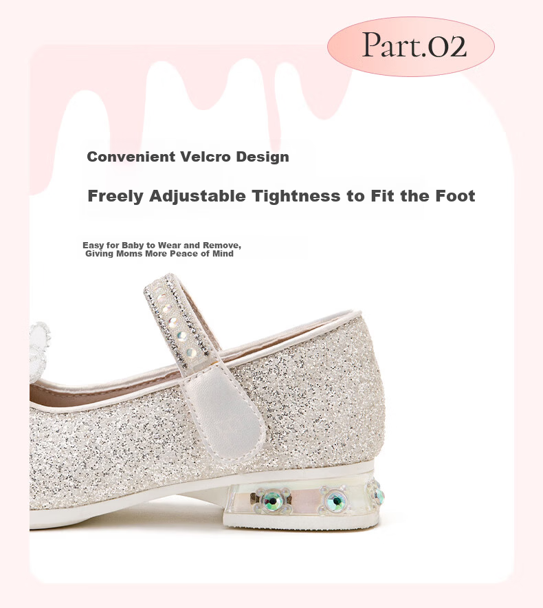Fulomi Girls Princess Shoes Spring Autumn Children's Sequin Crystal Flats Performance Dress Shoes Light Gold Size 30 4