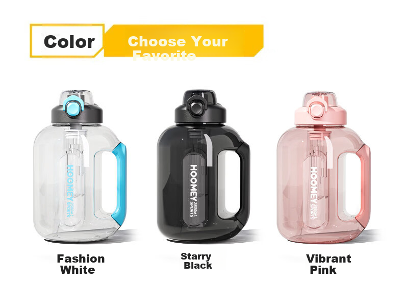 HOOMEY Large Capacity Sports Water Bottle Tritan Plastic Cup with Measurement Scale and Straw Outdoor Sports Flask 15