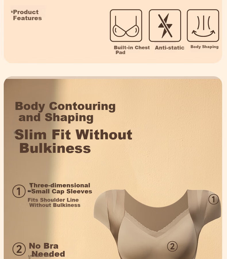 GRACEWELL Shaping Thermal Body Shaping Vest Abdomen Control Push-Up Bra-Free Brushed Anti-Static Mocha Brown M 3