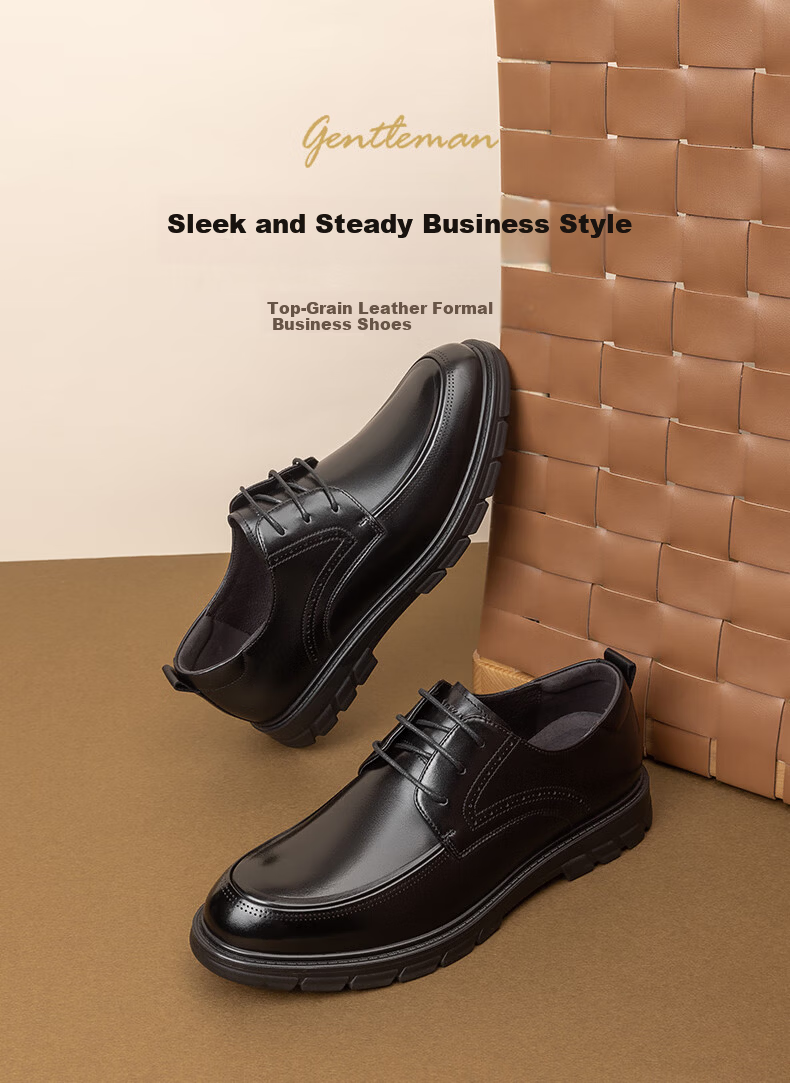 Aokang Business Casual Leather Shoes for Men, Black, Size 38 1