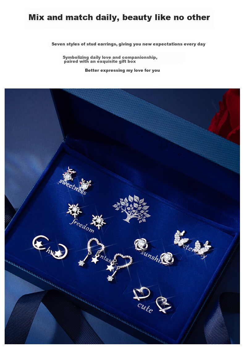 MOLADY Weekday Earrings for Women Luxury Niche High-End Feel 2026 New Birthday 520 Valentine's Day Gift for Girlfriend Wife 2