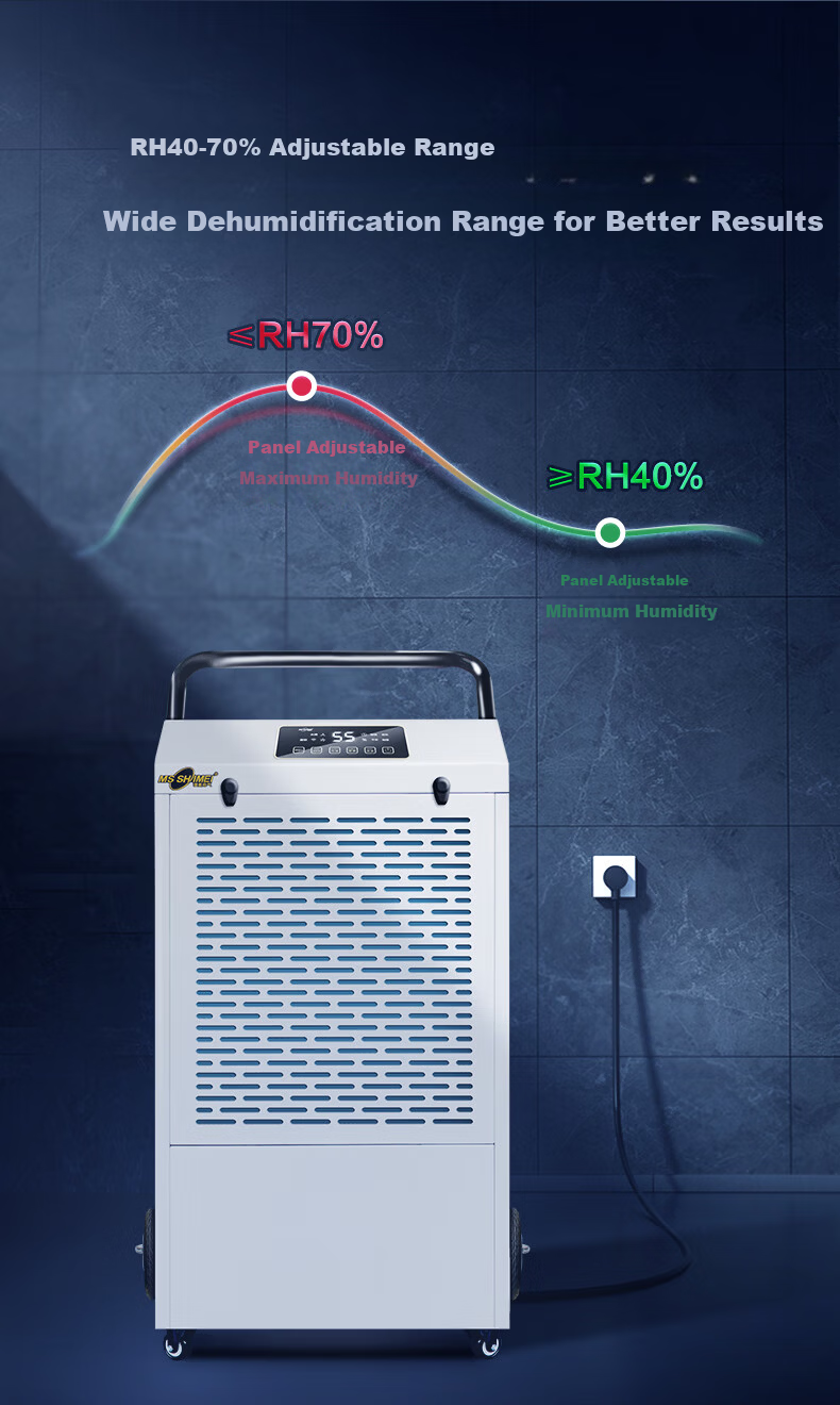 MSSHIMEI Industrial Dehumidifier for 80-100㎡ Workshop Warehouse Basement Moisture Removal Direct Exhaust Model MS-860D 5