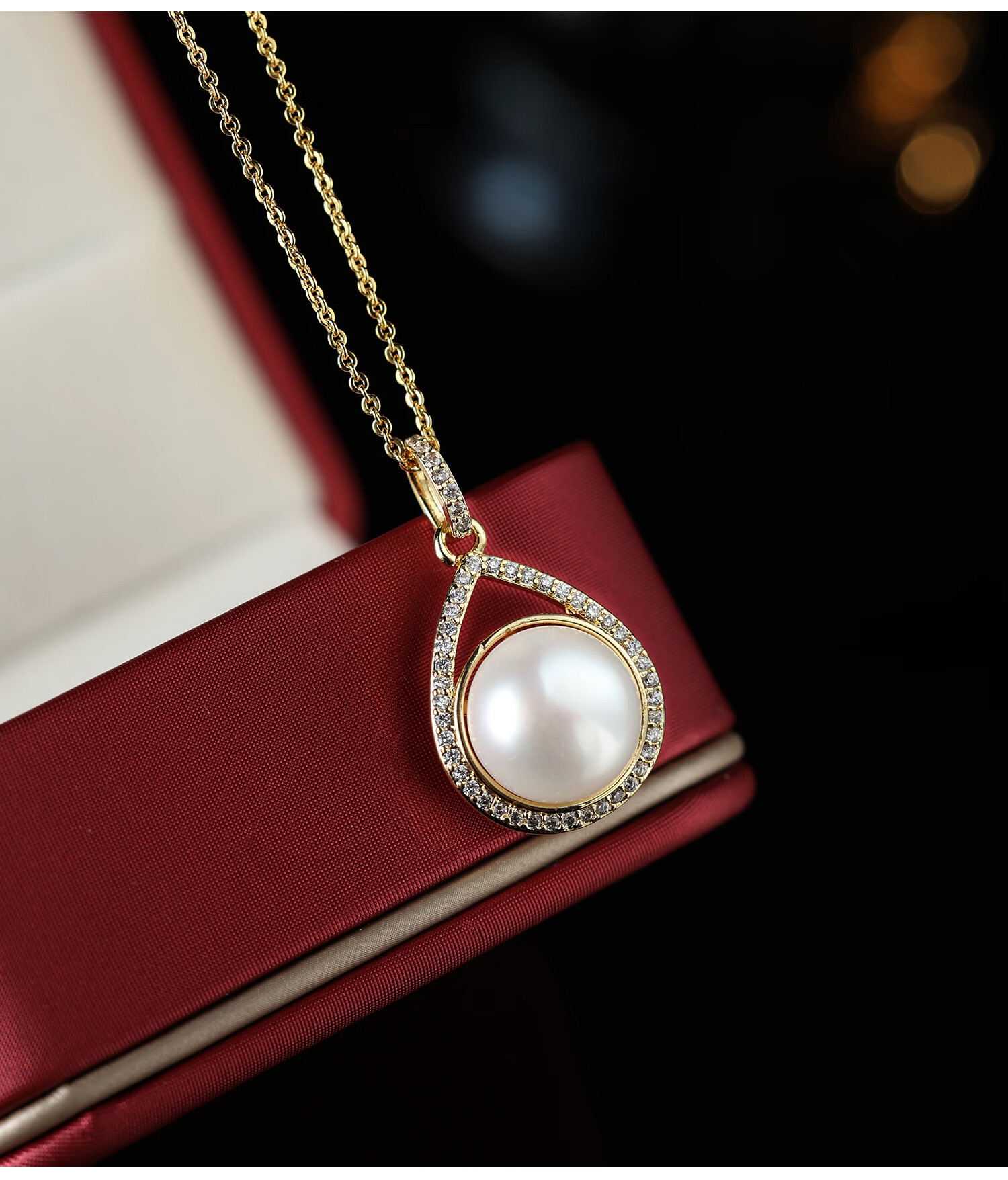 Demi Near Round 6-7mm with 8mm Red Agate Freshwater Pearl Necklace Pendant Birthday Gift for Girlfriend Wife 8