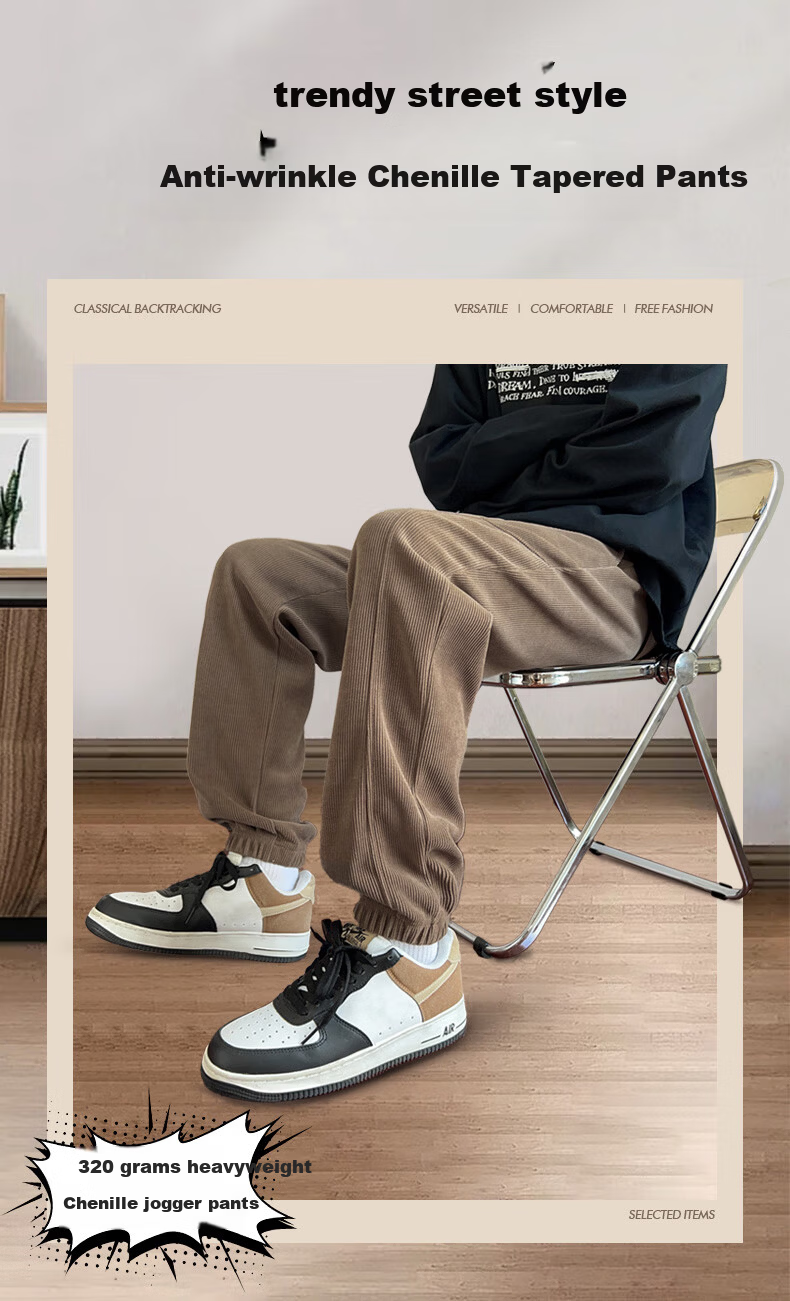 JEANSWEST LIFE Chenille Jogger Pants for Men Spring Autumn Casual Trousers Youth Sports Sweatpants 1