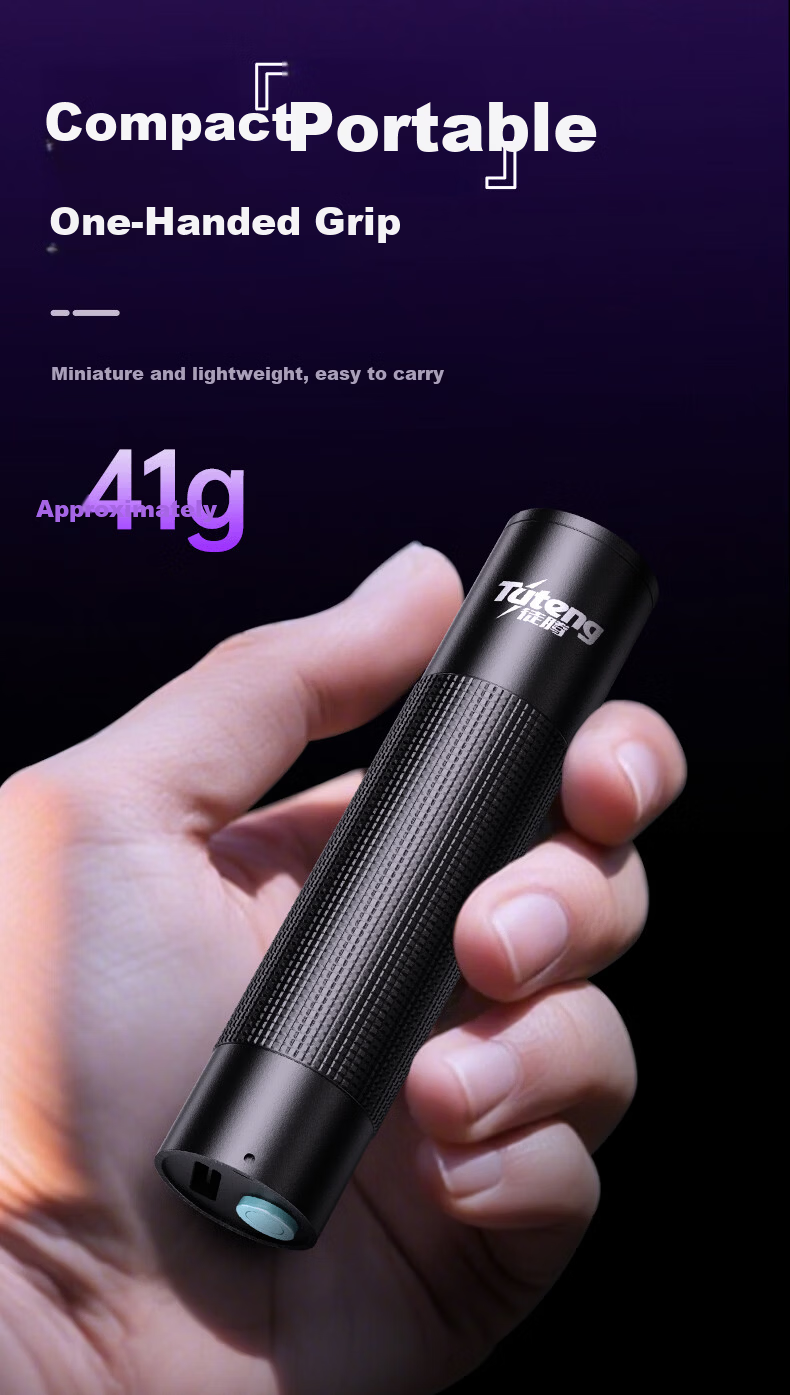 Tuteng Wood's Lamp 365nm UV Light Cat Ringworm Detection Anti-Counterfeit Money Jade Identification Fluorescent Agent Fruit and Vegetable Inspection Flashlight 11