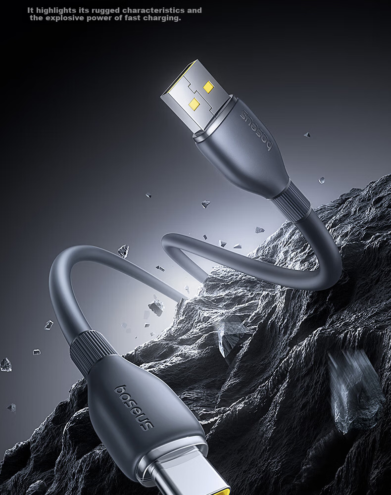 Baseus Type-C Data Cable, 6A Super Fast Charging 100W/66W, Suitable for Huawei Charging Cable P50/Mate60 Honor70Pro/50 Xiaomi Phone Cable Car Charger, Starry Black 4