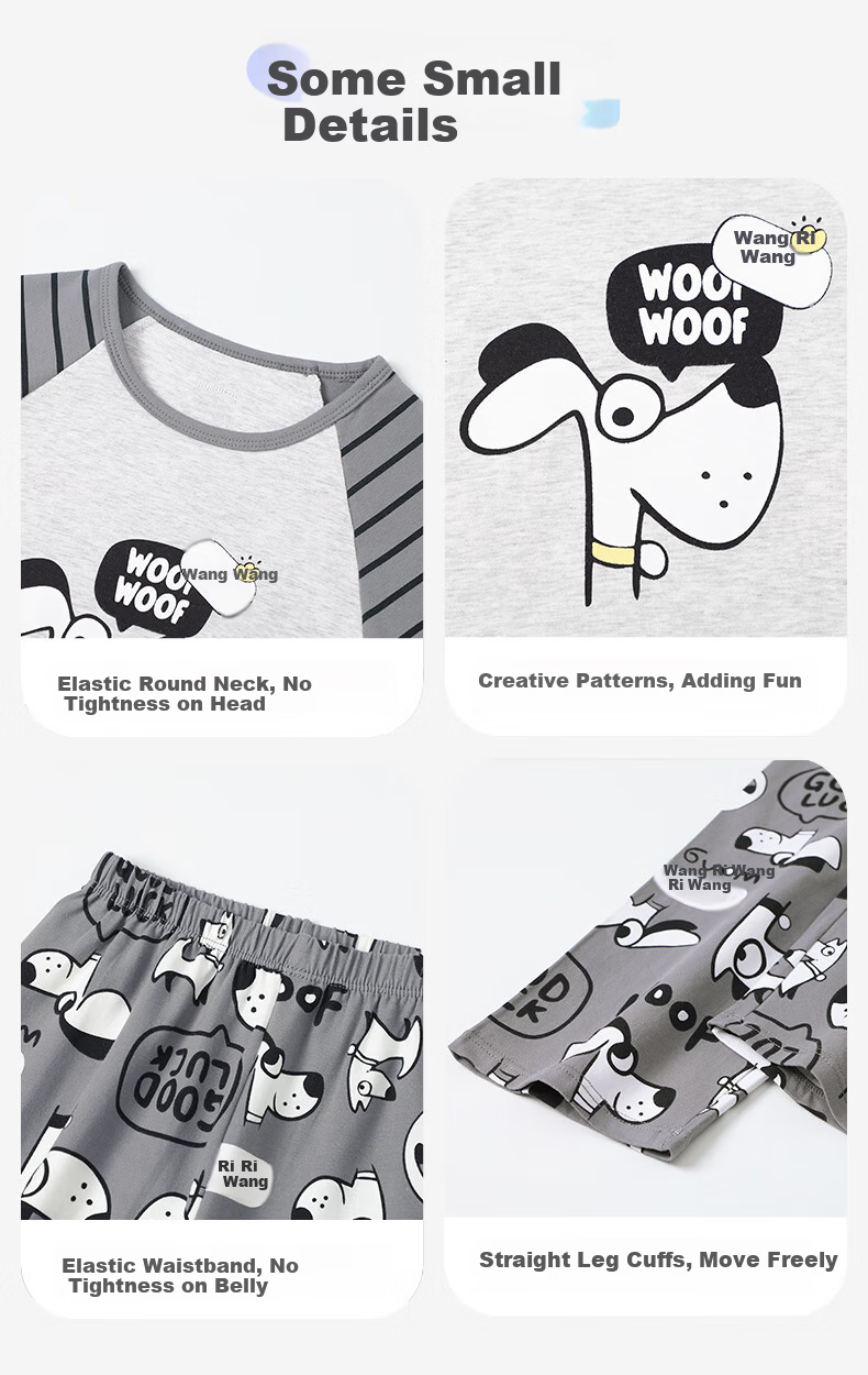 Jiusuiban Children's Pajamas Boys Baby A-Class Long Sleeve Long Pants High Elastic Comfortable Skin-Friendly Cotton Homewear Set 10