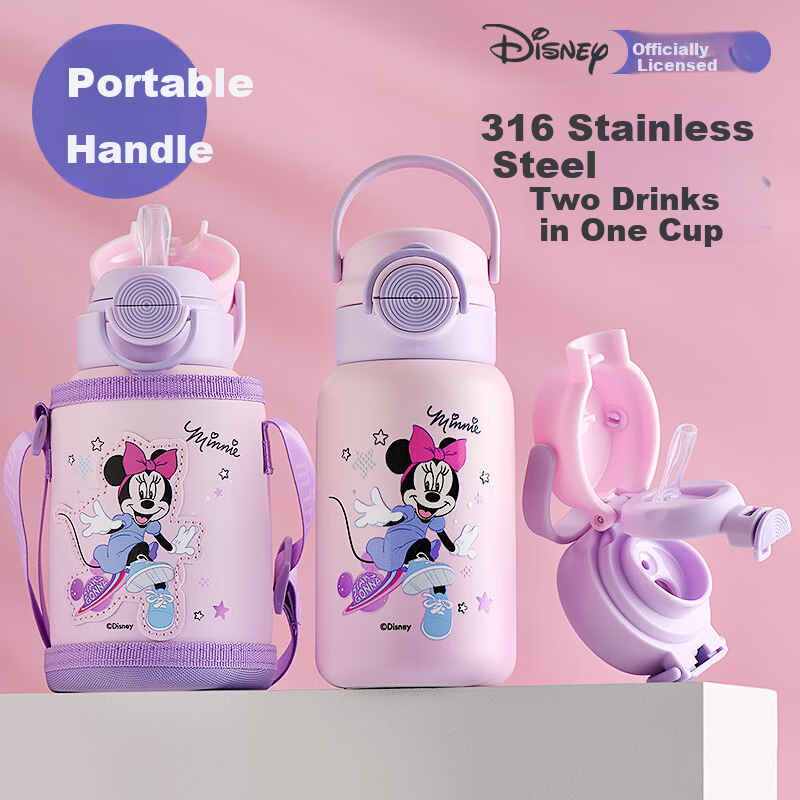 Disney 316 Stainless Steel Insulated Water Bottle 560ML Double-Use Kids Cup 6656 Minnie