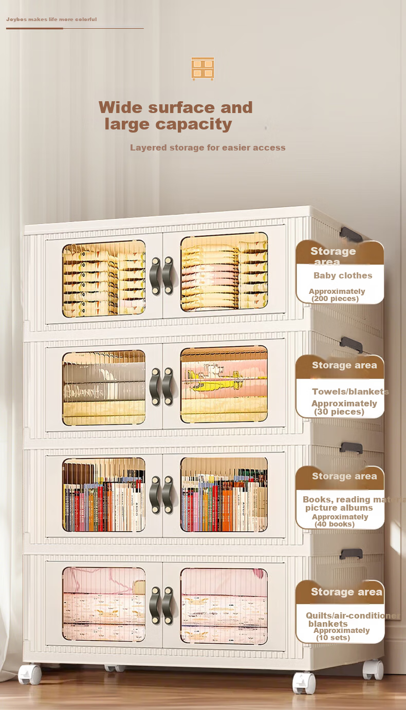 Jiabangshou Storage Cabinet, Multi-Layer Snack Storage Cabinet for Home Use, Wardrobe, Toy Organizer, Living Room And Kitchen Storage Cabinet, 4 Tiers, 65cm 1