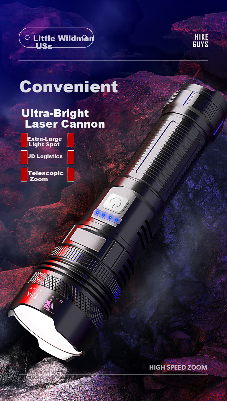Xiaoyeren High-Power Rechargeable Flashlight Ultra-Bright Military Patrol Home Work Long Battery Life Outdoor Hiking Lighting Lamp 2