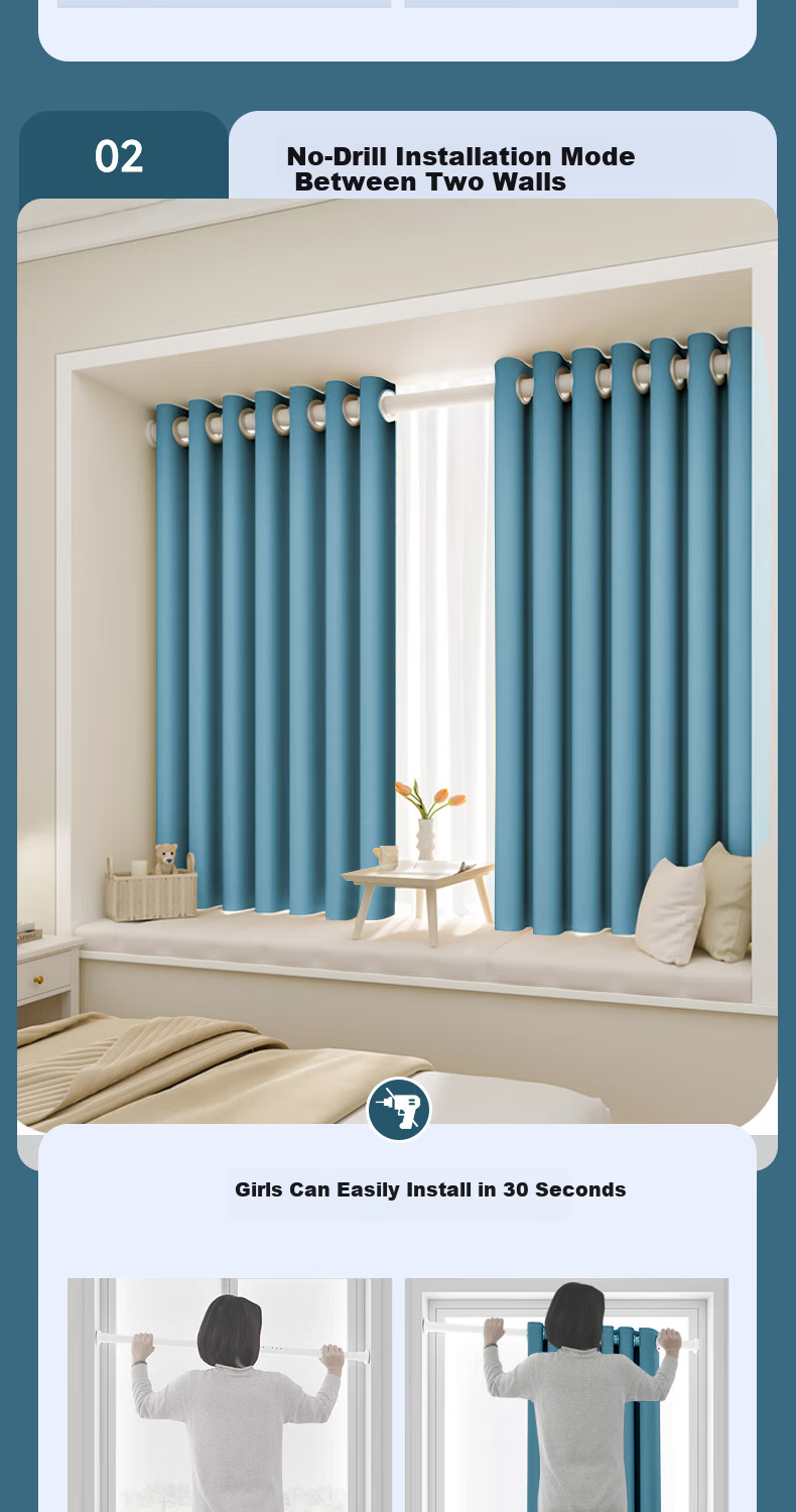 Ali Curtain No-Drill Door Curtain Partition Curtain Rod Complete Set Bedroom Premium Sunshade Curtain 6
