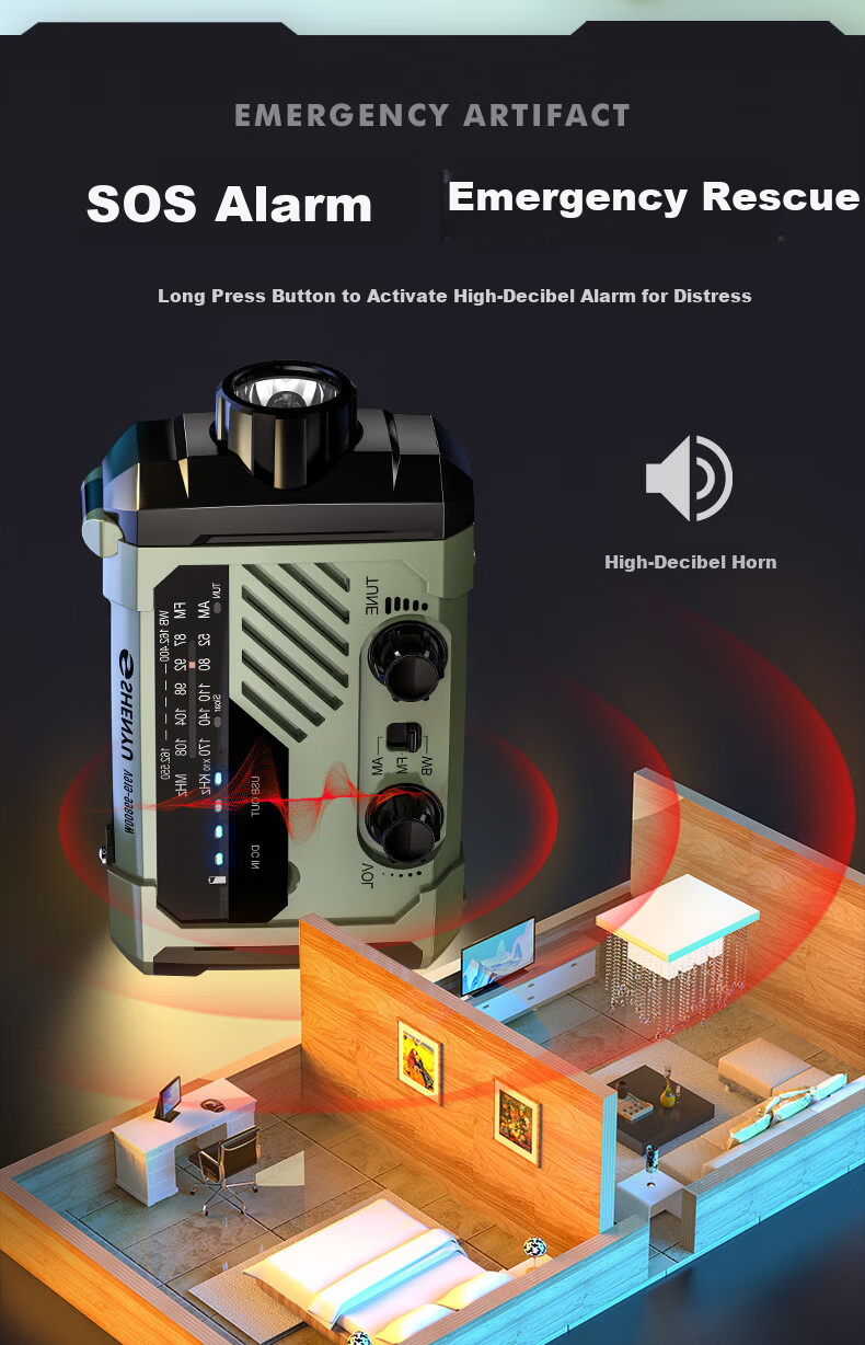 SHENYU Hand-Crank Dynamo Flashlight Radio Solar Multifunctional Emergency Charging Disaster Earthquake Lighting Equipment 10
