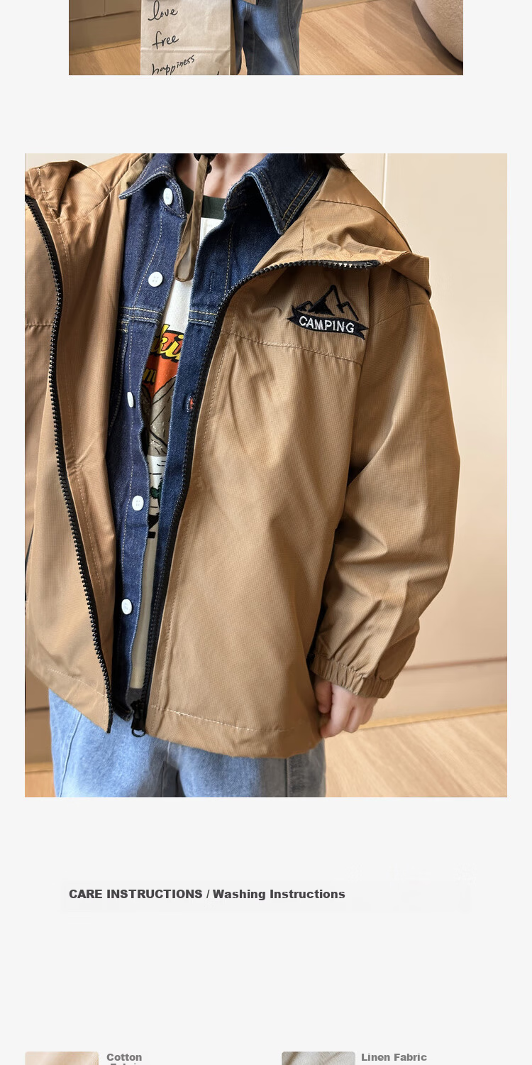 LUSON Chen Dazhu Boys Outdoor Hooded Workwear Jacket 2025 Spring Autumn New Children's Water-Repellent Mountaineering Coat 24