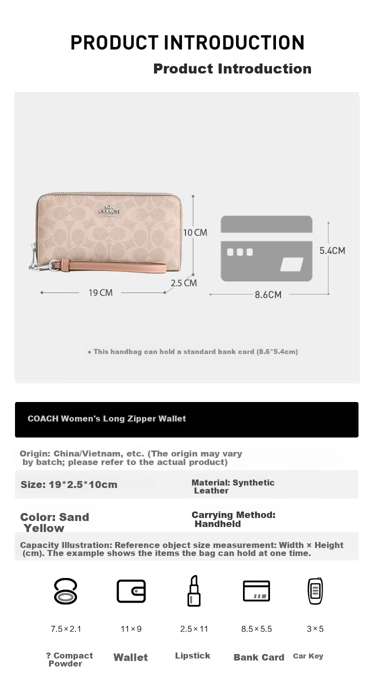 COACH Women's Long Clutch Wallet Walnut Color CW778 - Brand Direct Supply Gift 4