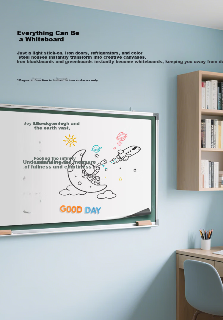AUCS 50x100cm Soft Whiteboard Wall Sticker Magnetic Writing Board Blackboard Magnetic Wall Sticker Refrigerator Sticker Removable Non-Damaging Wall Home Kids Student Office Meeting Teaching Whiteboard 3