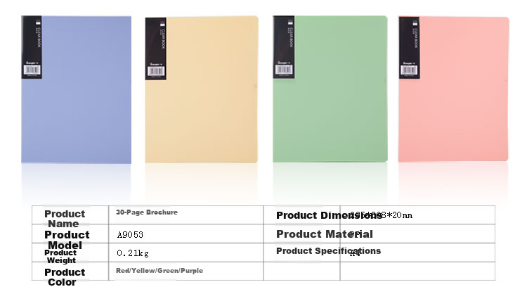 GuangBo 4-Pack 4-Color 30-Page A4 Document Folder/Color File Folder/Office Supplies Jingcai A9053 11