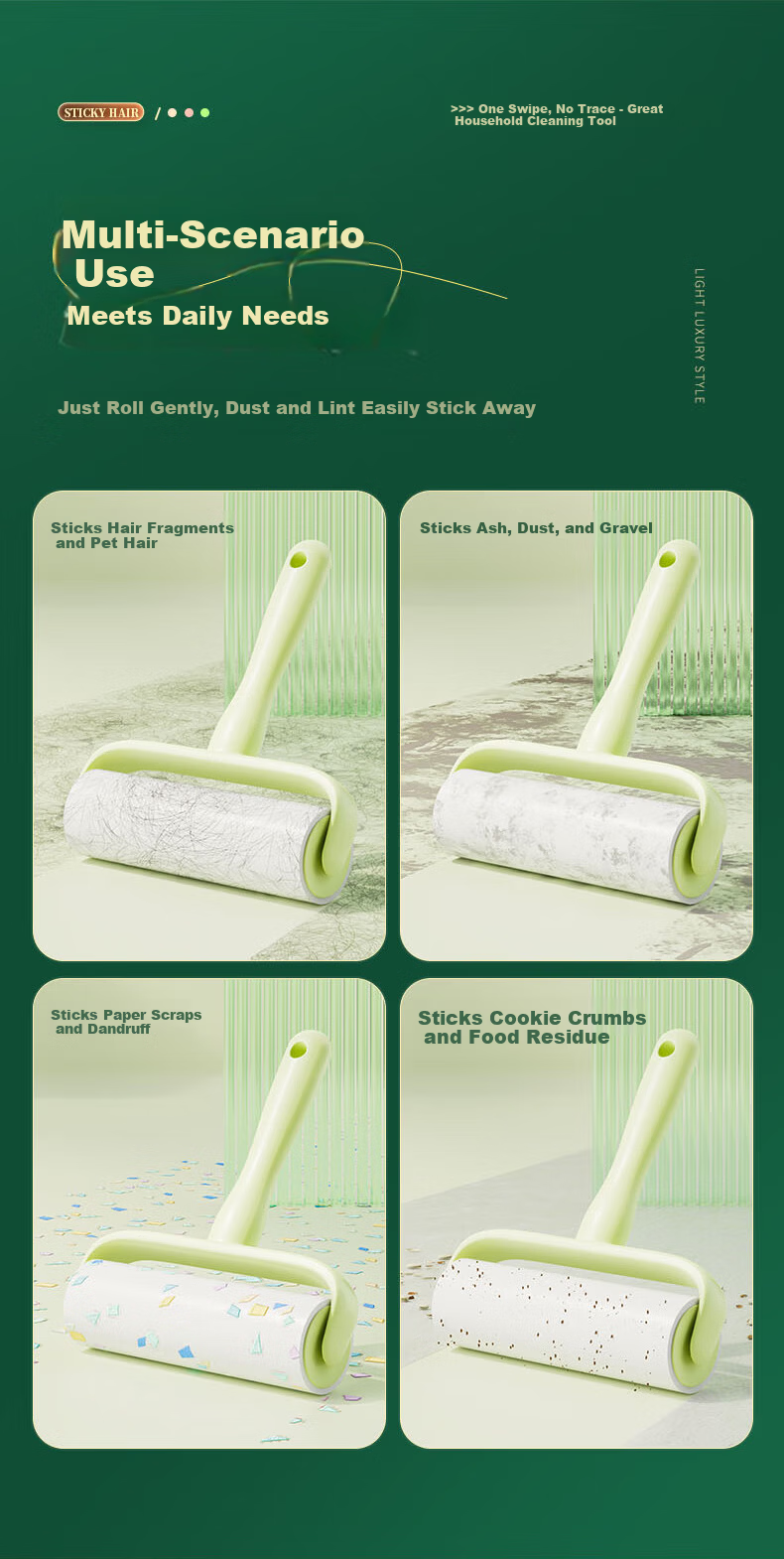 AiZhengli Lint Roller with Replacement Paper 16CM Pet Hair Remover Cat Hair Cleaning Tool 3