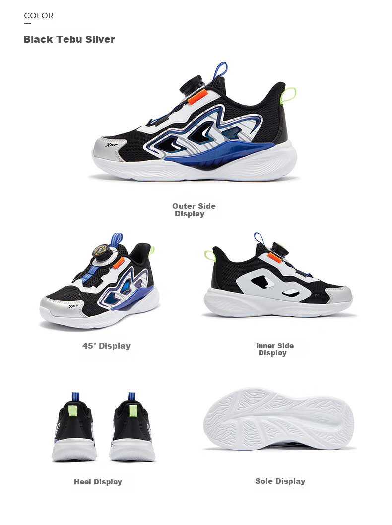 XTEP Kids Shoes Hydrogen Wind 8.0 Boys Toddler Breathable Running Shoes XTEP White/Bay Blue Size 32 7