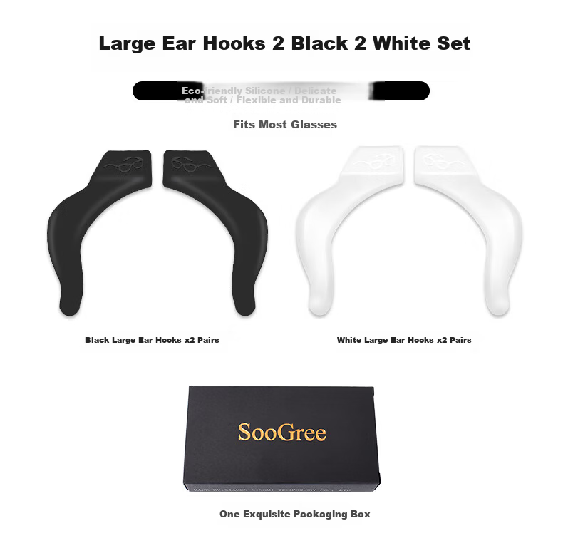 SooGree Anti-Slip Silicone Ear Hooks Replacement Eyeglass Temple Tips Accessories 16
