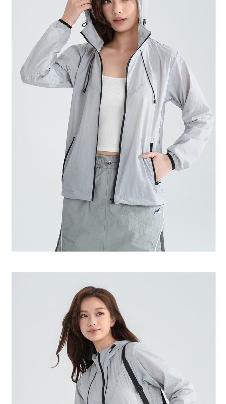 Langsha Women's Breathable Quick-Dry Outdoor Sun Protection Jacket Ice Silk Skin Jacket with Hood Glacier Gray S 12