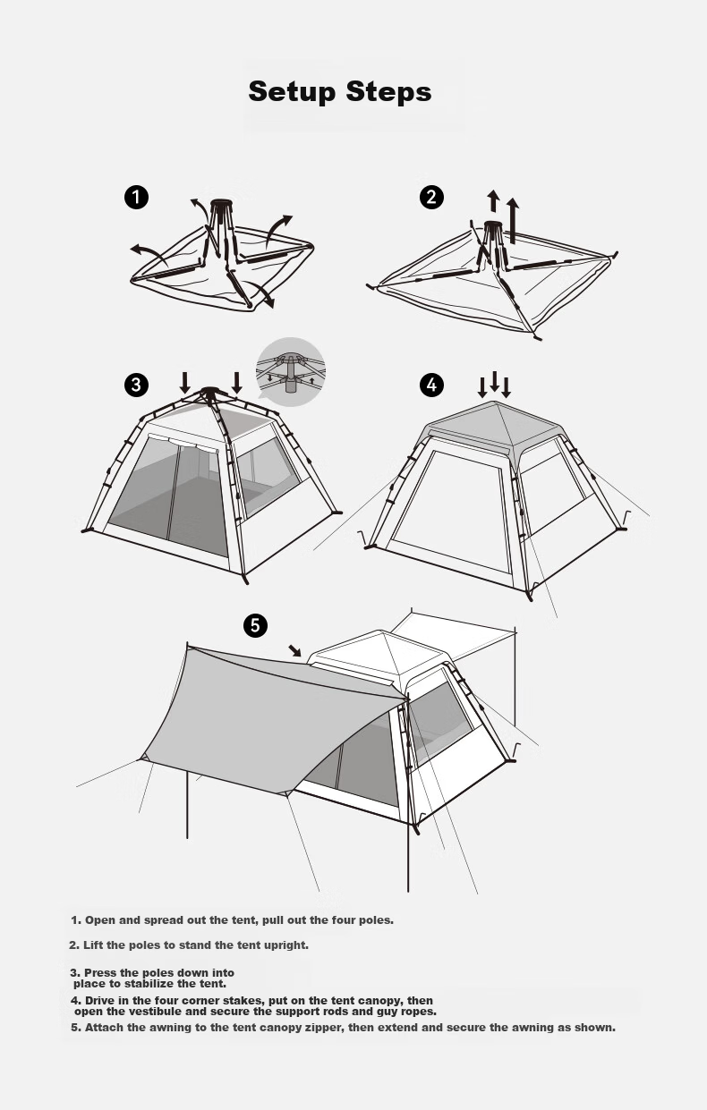 Black Dog Automatic Tent Two Doors Two Windows Rainproof Thickened Camping Sunshade Park Tent Mocha Latte 18
